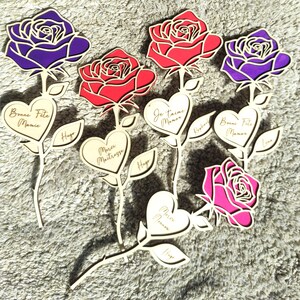 Fleur éternelle Cadeau unique & personnalisé Rose en bois fête des Mères, Atsem , maîtresse, offrir fête des mamans, fête des mamies, image 8