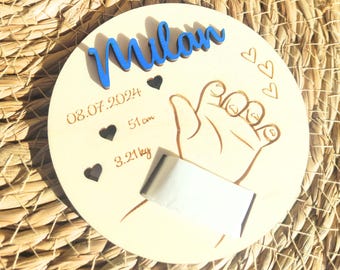 Carte en bois pour bracelet de naissance Bébé