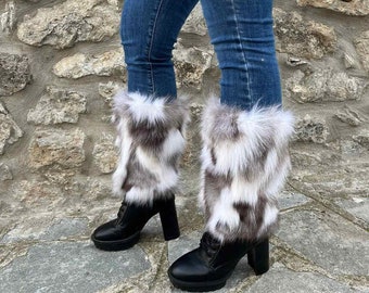Real fur covers, fluffy leg warmers, Fur boot covers, elegant gift