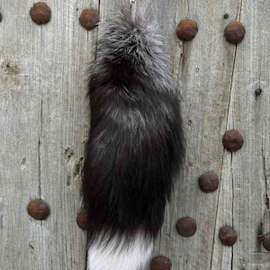 XXL luxury silver fox tail,Fluffy tail,fur cosplay hide tail