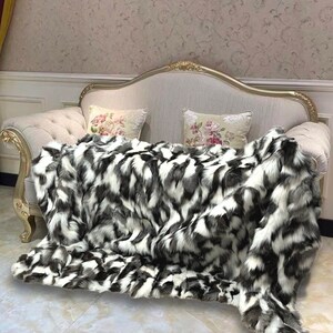 Luxury Real Fox Platinum fur blanket throw