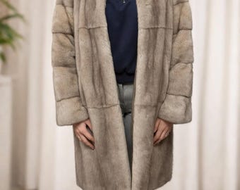 Vintage Mink Fur Coat/Real Natural Mink/Luxury Winter Fur Jacket/Mid Length Furs Coat/Women's Fur Outerwear