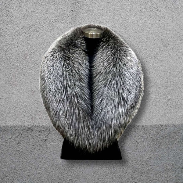 Silver fox Fur collar, Real Fur, Genuine fur Fox