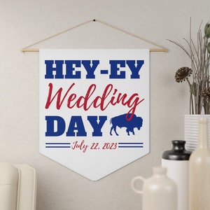 Buffalo Wedding Gift, Custom Buffalo Bride, Buffalo Groom, Buffalo Football Pennant, Buffalo Flag, Buffalo Home Decor, Buffalo Wedding Day