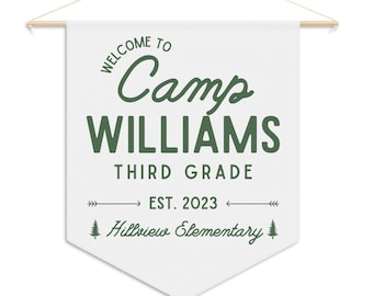 Custom Classroom Tapestry, Teacher Door Hanger, Teacher Door Sign, Camp Themed Classroom Banner, Classroom Poster Decor, Camp Third Grade