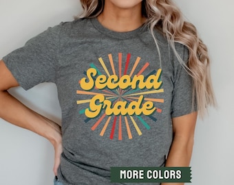 Second Grade Teacher Shirts, 2nd Grade Back To School T Shirt, Grade Level Elementary School, Retro Teacher Shirt, 2nd Grade Teacher Gift