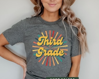 Third Grade Teacher Shirts, 3rd Grade Back To School T Shirt, Grade Level Elementary School, Retro Teacher Shirt, 3rd Grade Teacher Gift