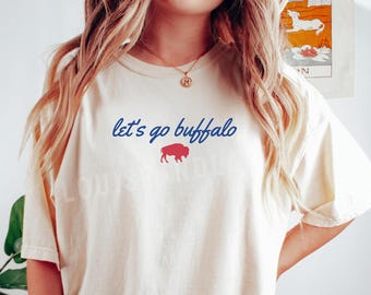 Comfort Colors® Buffalo Football T-shirt, Let's Go Buffalo Shirt, Women's Buffalo Tshirt, Oversized Trendy Minimalist Shirt, BUF 716 Apparel