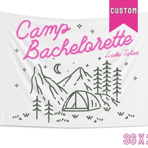 Camp Bach Flag, Camp Bachelorette Banner Tapestry, Glamping Bachelorette, Custom Bachelorette Banner, Getting Hitched, Wild in the Woods