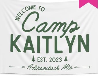 Camp Bach Flag, Camp Bachelorette Banner Tapestry, Glamping Bachelorette, Custom Bachelorette Banner, Wild in the Woods, Getting Hitched