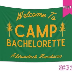 Camp Bach Flag, Camp Bachelorette Banner Tapestry, Glamping Bachelorette, Custom Bachelorette Banner, Wild in the Woods, Getting Hitched