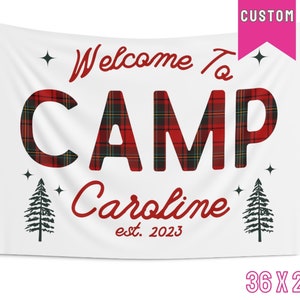 Camp Bach Flag, Camp Bachelorette Banner Tapestry, Glamping Bachelorette, Custom Bachelorette Banner, Wild in the Woods, Getting Hitched