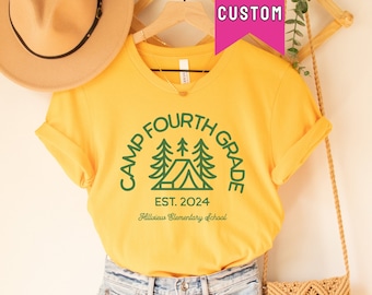 Fourth Grade Teacher Shirt, Camp 4th Grade T-shirt, Custom School Shirt, Grade Level Shirts, First Day of School, Camping Theme Classroom