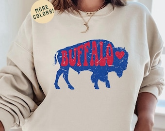 Buffalo Football Sweatshirt, Vintage Style Buffalo Football Crewneck, Retro Buffalo Sweatshirt, Football Sweatshirt, Buffalo NY Shirt, BUF