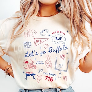 Comfort Colors® Buffalo Football Doodles Shirt, Womens Buffalo Fan Gift, Let's Go Buffalo, Trendy BUF 716 T-shirt, Girly Sports T-shirt