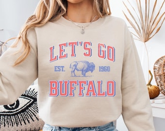 Buffalo Crewneck Sweatshirt, Buffalo Football Fan Gift, Let's Go Buffalo Sweater, Vintage-style Buffalo Sweatshirt, BUF 716 Clothes