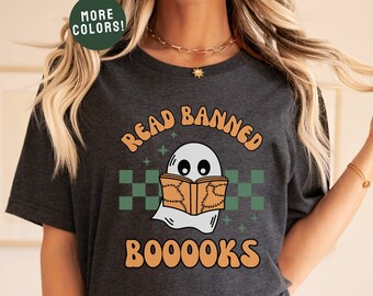 Banned Books Shirt, Bookish Shirt, Teacher Halloween, Ghost Reading, Library Shirt, Booktrovert, Dark Academia, Librarian Gift, Book Lover