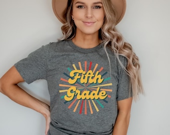 Fifth Grade Teacher Shirts, 5th Grade Back To School T Shirt, Grade Level Elementary School, Retro Teacher Shirt, 5th Grade Teacher Gift