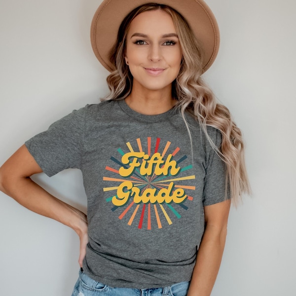 Fifth Grade Teacher Shirts, 5th Grade Back To School T Shirt, Grade Level Elementary School, Retro Teacher Shirt, 5th Grade Teacher Gift