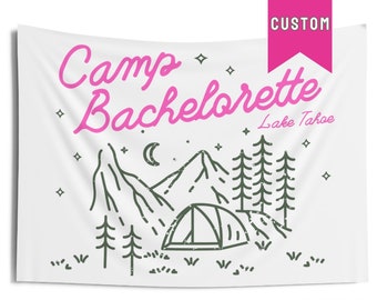 Camp Bach Flag, Camp Bachelorette Banner Tapestry, Glamping Bachelorette, Custom Bachelorette Banner, Getting Hitched, Wild in the Woods