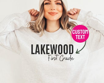 CUSTOM Crewneck Sweatshirt, Personalized School Teacher Name Shirt, Custom Text School Spirit Mascot, Custom Gift, Customized Shirt
