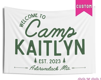 Camp Bach Flag, Camp Bachelorette Banner Tapestry, Glamping Bachelorette, Custom Bachelorette Banner, Wild in the Woods, Getting Hitched