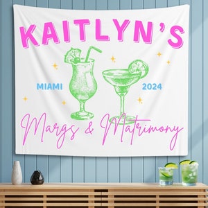 Margs and Matrimony Bachelorette Tapestry, Custom Margarita Bach Party Decor, Final Fiesta Wall Hanging Photo Backdrop, Bach Welcome Sign
