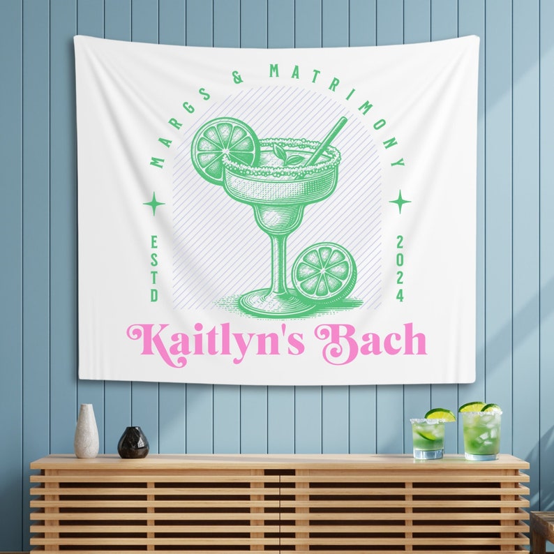 Margs and Matrimony Bachelorette Custom Tapestry, Margarita Bach Custom ...