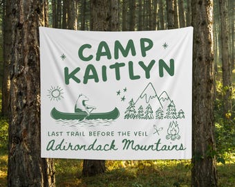 Custom Camp Bachelorette Banner, Camp Bach Flag, Personalized Tapestry Photo Backdrop, Welcome Sign for Camping Party
