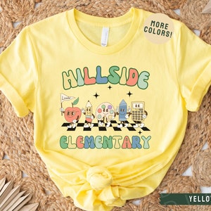Custom School Shirt, Personalized Teacher T-shirt, Elementary School Shirt, Teacher Team Shirts, Retro Teacher Shirt, Gift For Teacher Yellow
