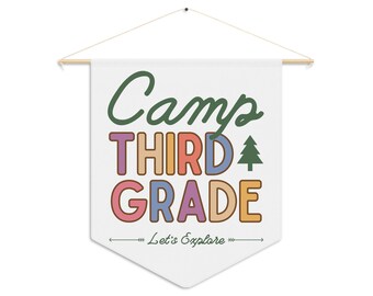 Classroom Tapestry, Teacher Door Hanger, Teacher Door Sign, Camp Themed Classroom Banner, Classroom Poster Decor, Camp Third Grade
