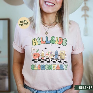 Custom School Shirt, Personalized Teacher T-shirt, Elementary School Shirt, Teacher Team Shirts, Retro Teacher Shirt, Gift For Teacher Heather Peach