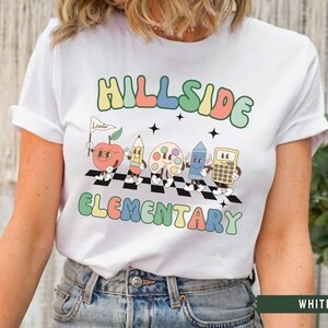 Custom School Shirt, Personalized Teacher T-shirt, Elementary School Shirt, Teacher Team Shirts, Retro Teacher Shirt, Gift For Teacher White