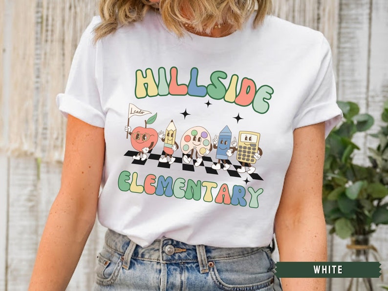 Custom School Shirt, Personalized Teacher T-shirt, Elementary School Shirt, Teacher Team Shirts, Retro Teacher Shirt, Gift For Teacher White