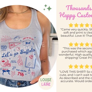 Buffalo Football Doodles Womens Tank Top, Womens Buffalo Fan Gift, Let's Go Buffalo Sleeveless Shirt, Trendy BUF 716 Shirt, Girly Sports image 5