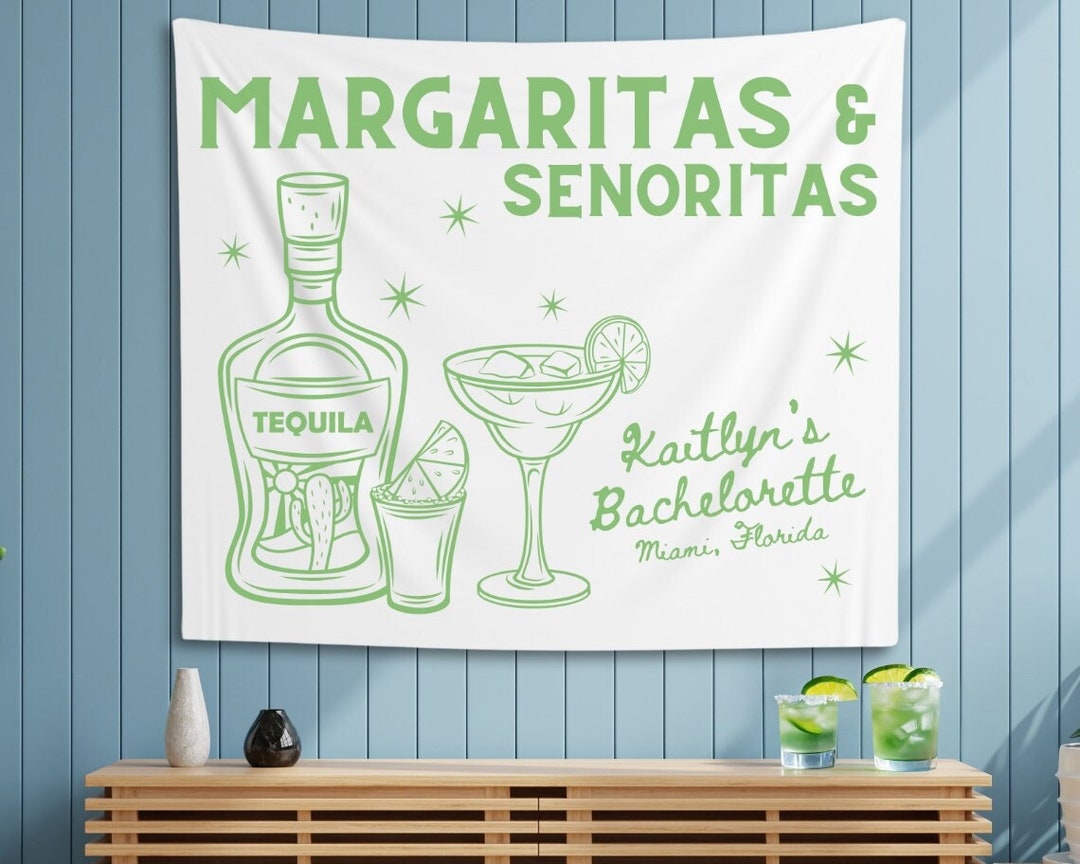 Margs and Matrimony Bachelorette Custom Tapestry, Margarita Bach Custom ...
