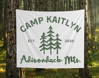 Camp Bachelorette Flag, Custom Tapestry for Camp Bachelorette Decor, Personalized Bach Welcome Banner, Wild in the Woods Sign, Last Trail