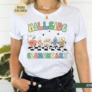 Custom School Shirt, Personalized Teacher T-shirt, Elementary School Shirt, Teacher Team Shirts, Retro Teacher Shirt, Gift For Teacher Ash