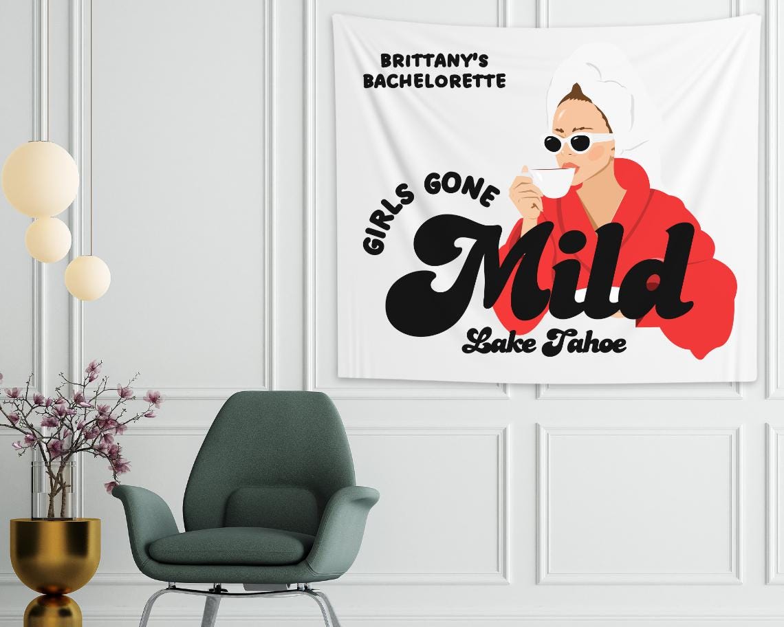 Girls Gone Mild Glitter Banner - Holographic Pajama Bachelorette Party Decorations