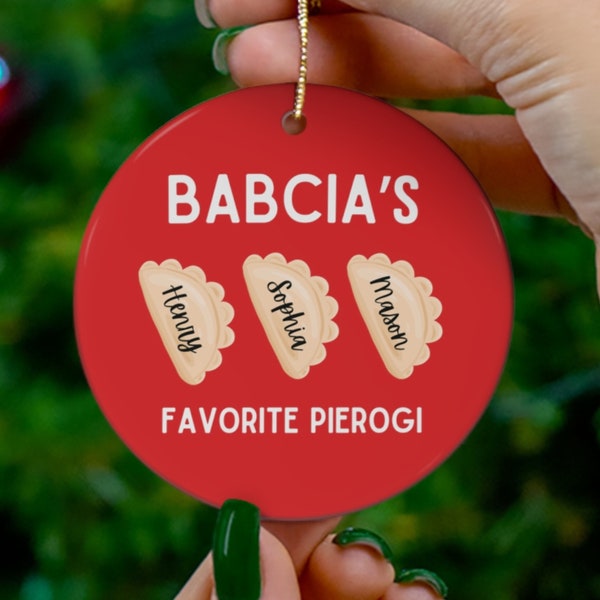 Babcia Gift, Polish Gifts, Polish Christmas Ornament, Custom Babcia Ornament, Pierogi Gift, Gift with Grandchildrens Names, Polska, Poland