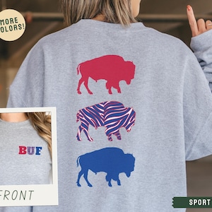 Buffalo Football Sweatshirt, Womens Buffalo Shirt, Lets Go Buffalo Back Design Crewneck, BUF 716, Buffalo Football Gift, Buffalo Fan