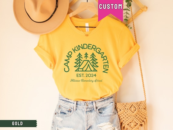 Kindergarten Teacher Shirt, Camp Kindergarten, Grade Level Shirts, Camp Theme Classroom, Gift for New Teacher, First Day of School, Camping