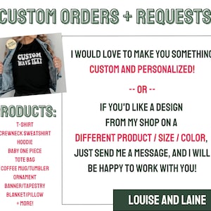 May include: A graphic design shop advertises custom orders and requests. The ad features a black t-shirt with the text "CUSTOM WAVE TEXT" and a list of products offered, including t-shirts, sweatshirts, hoodies, tote bags, and more.