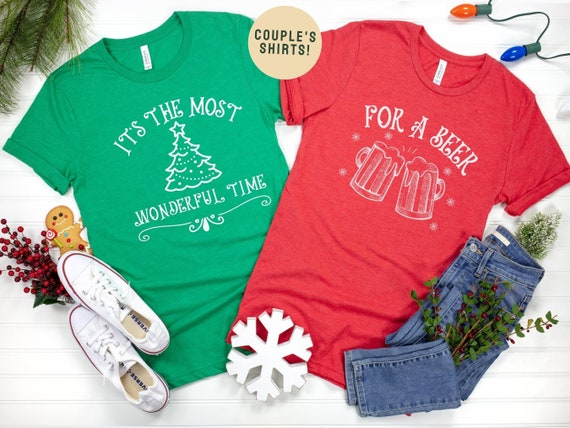 Christmas Couples Shirt, It's the Most Wonderful Time for a Beer, Matching Christmas Shirt, Couples Christmas Shirt, Ugly Sweater Party