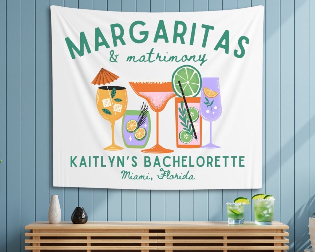 Margs and Matrimony Bachelorette Tapestry, Custom Margarita Bach Party ...