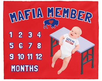 Buffalo Baby Milestone Blanket, Buffalo Football Baby Blanket, Buffalo Baby Gift, Mafia Member Blanket, Buffalo Baby Month, Buffalo Gift
