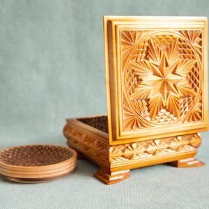 Set van 2 vintage houten kisten, sieradendozen, sieradenopslag, gebeeldhouwde altaardoos, rustieke aandenkendoos, altaarkistdoos, cadeau voor heksen