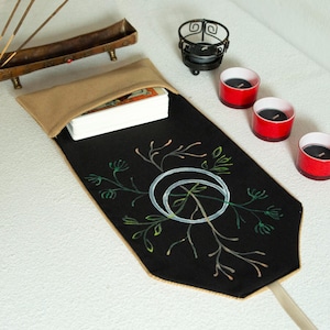 Tarot card bag, Tarot card wrap, Pouch, Tarot card holder, Tarot Case, Tarot deck pouch, Cards, Oracle, Moon phases, Tarot reading cloth