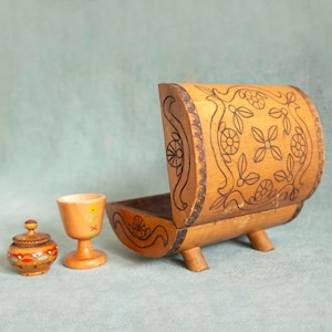 Set van 3 vintage houten kisten, sieradendozen, sieradenopslag, gebeeldhouwde altaardoos, rustieke aandenkendoos, altaarkistdoos, cadeau voor heksen