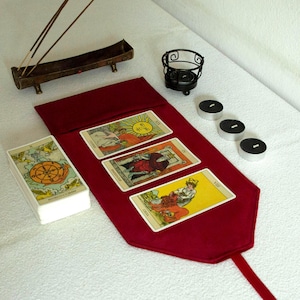 Tarot Tasche, Samt Tarot Karten Hülle, Tarot Deck Hülle, Roter Tarot Beutel, Orakel Kartenhalter, Hexen Geschenk*Tarot Lesetuch*Spirituelles Accessoire